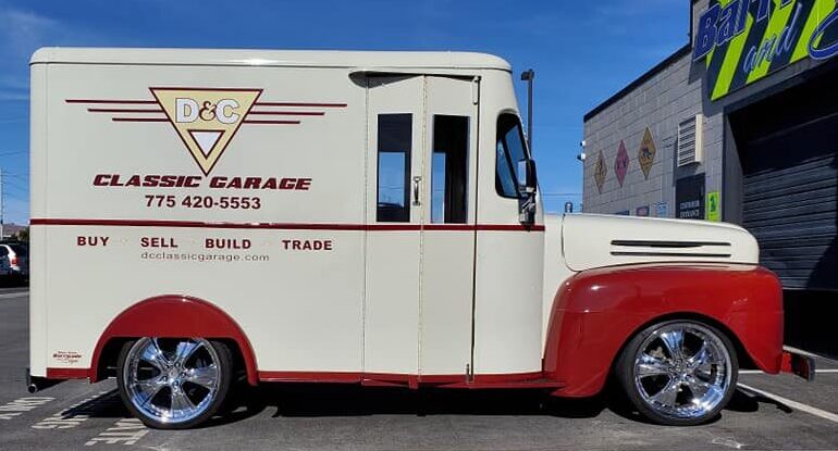 D&C Classic Garage Truck Wrap - Silver State Barricade and Sign Custom Signs