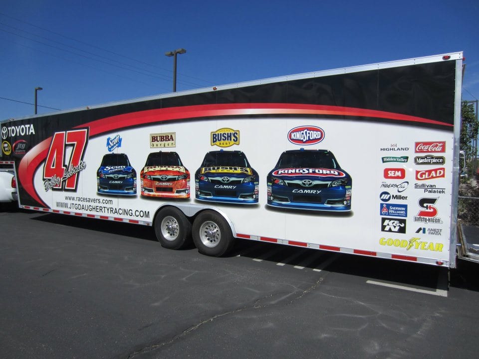 NASCAR Bobby Labonte 47 Trailer Wrap - Silver State Barricade and Sign Custom Signs
