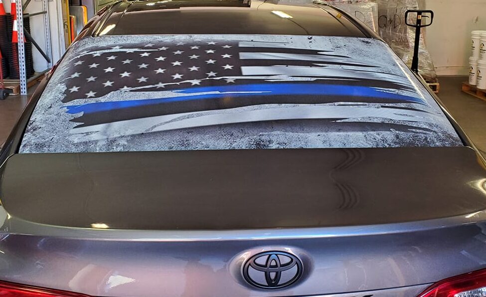 Police Back Window Wrap - Silver State Barricade and Sign Custom Signs